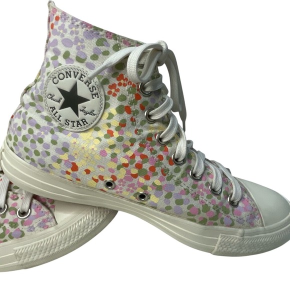 Chuck  Taylor converse HighTops Womens Size 9 Polka Dot Purple/orange/pink/green - Picture 4 of 14
